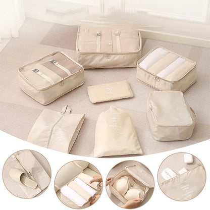 Juego de 9 bolsas organizadoras de viaje, cubos de embalaje, maletas, equipaje portátil, ropa, zapatos, organizador de viaje