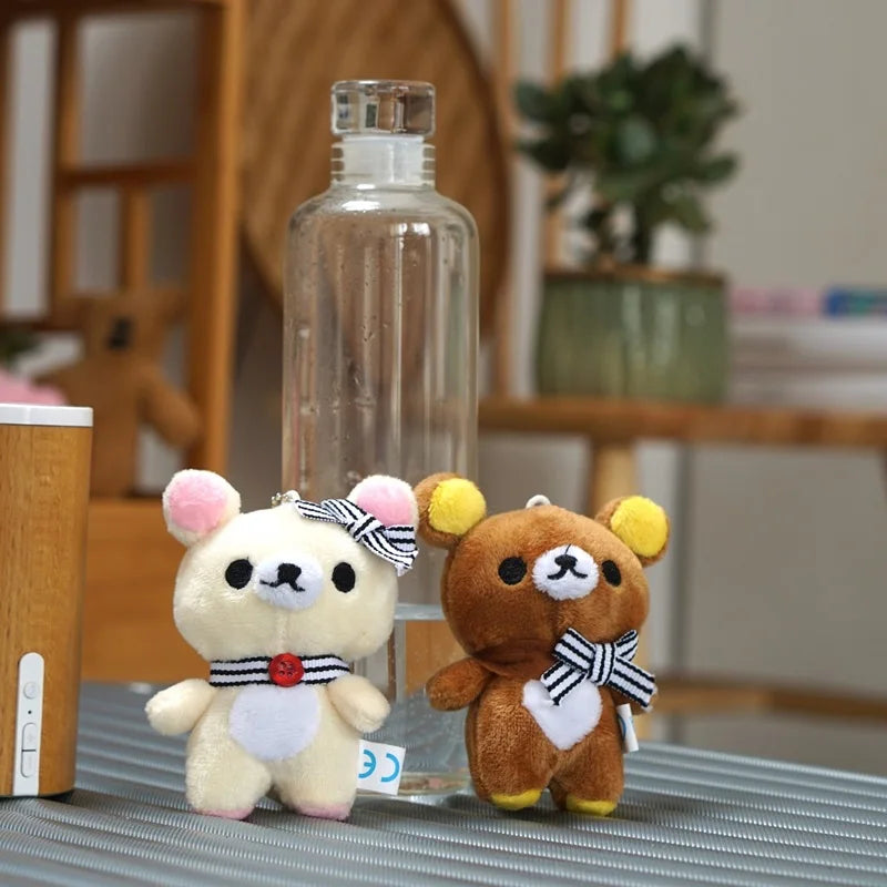 Llavero de peluche de Rilakkuma, accesorio de mochila suave con colgante, regalo de cumpleaños para niña y niño.