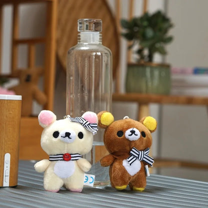Llavero de peluche de Rilakkuma, accesorio de mochila suave con colgante, regalo de cumpleaños para niña y niño.