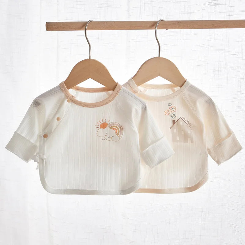 Ropa de verano para bebé recién nacido (2025): camiseta de algodón transpirable con media espalda para bebé de 0 a 3 meses.