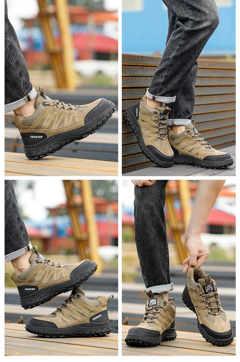 Calzado de seguridad para hombre, zapatos de trabajo con puntera de plástico antiaplastamiento y antiperforación, aislantes, para exteriores, informales, botas de protección laboral, calzado seguro.