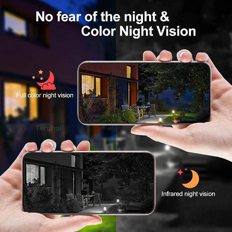 Cámara solar inalámbrica de 4 MP con sensor de movimiento, cámara IP WiFi HD 1440P, cámara de vigilancia CCTV con energía solar para exteriores