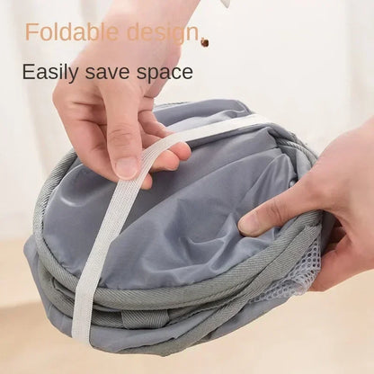 Cesta de lavandería plegable y duradera, cesta de lavandería de malla desplegable con bolsillo lateral, cesta de almacenamiento de ropa plegable con refuerzo
