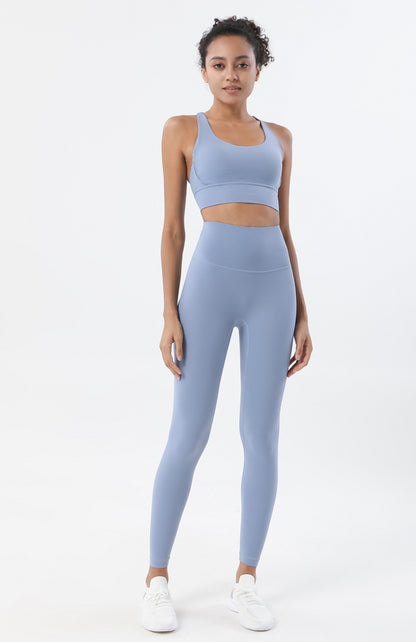 Women's Naked Feeling Sports Bra and Leggings Set - 2 Piece Gym Outfit for Fitness, Yoga Clothes Leggings and Tops Workout Suits
