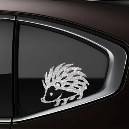 1 pieza de linda pegatina decorativa para coche de erizo con purpurina brillante, vinilo autoadhesivo para decoración de coche adecuada para coches, camiones