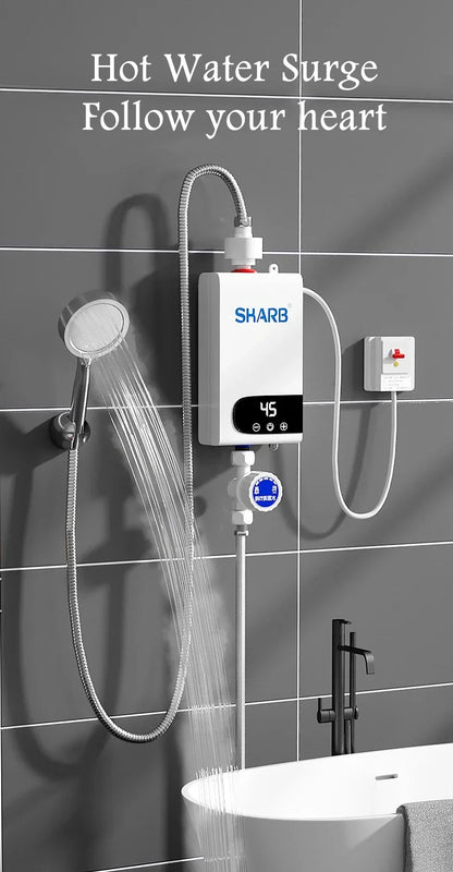 Calentador de agua eléctrico instantáneo sin tanque con temperatura constante y pantalla digital. Calentador de agua a demanda.