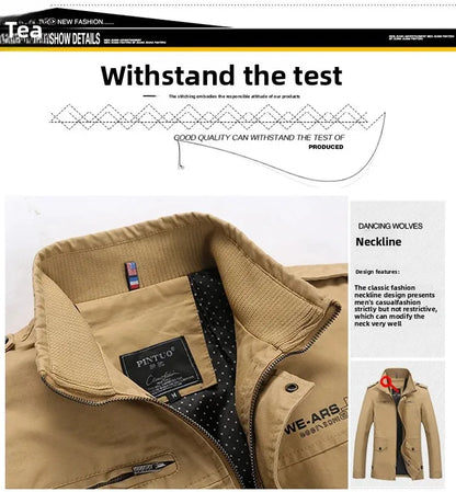 Chaqueta informal de algodón puro lavado para hombre, estilo primavera/otoño, ligera, cortavientos juvenil y a la moda. Abrigo ligero de verano.