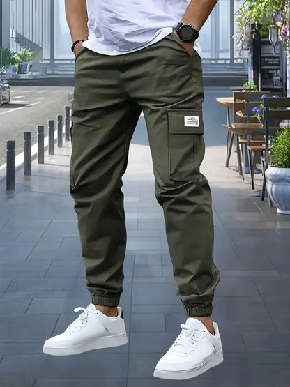 Pantalones cargo para hombre, estilo deportivo, para actividades al aire libre, largos, informales, de otoño, con múltiples bolsillos, resistentes, ideales para el trabajo.