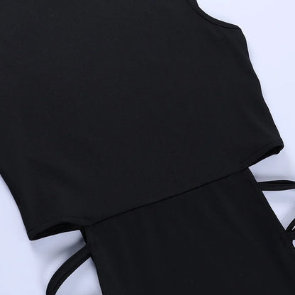 2025 Elegant Black Sleeveless Bandage Sexy Dress for Women Club Party Backless Tank Dresses Skinny Fashion Summer