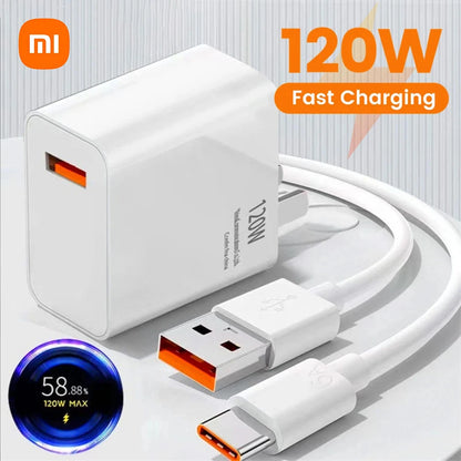 Cargador original Xiaomi 120W US EU Carga rápida Salida USB-A con cable tipo C de 6A El Mi 14 original es el mismo modelo