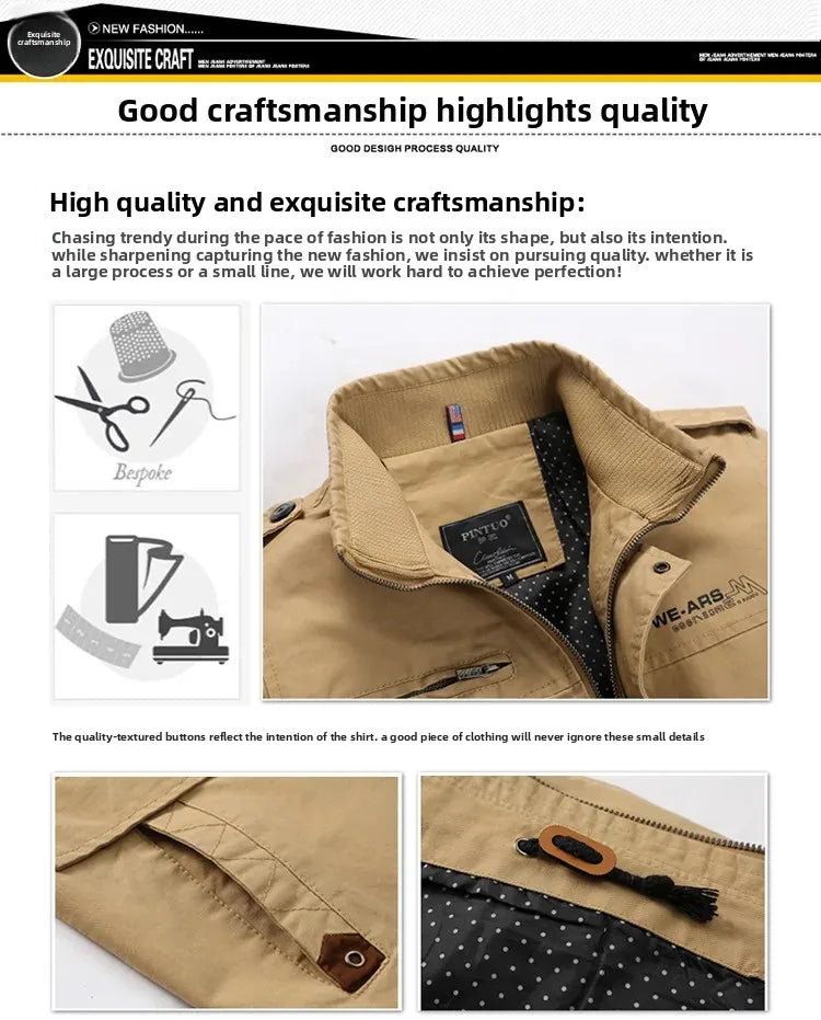 Chaqueta informal de algodón puro lavado para hombre, estilo primavera/otoño, ligera, cortavientos juvenil y a la moda. Abrigo ligero de verano.