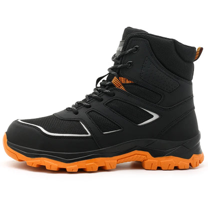 Zapatos de seguridad para hombre, antideslizantes, antiperforación, antiaplastamiento, con puntera de acero, botas de trabajo de caña alta, para taller de forja.