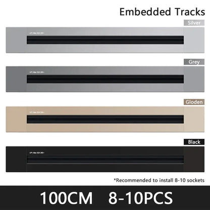 Enchufes de carril ultrafinos integrados, universales, UE, EE. UU., Reino Unido, USB, LED, adaptador eléctrico, riel para electrodomésticos inteligentes de alta gama
