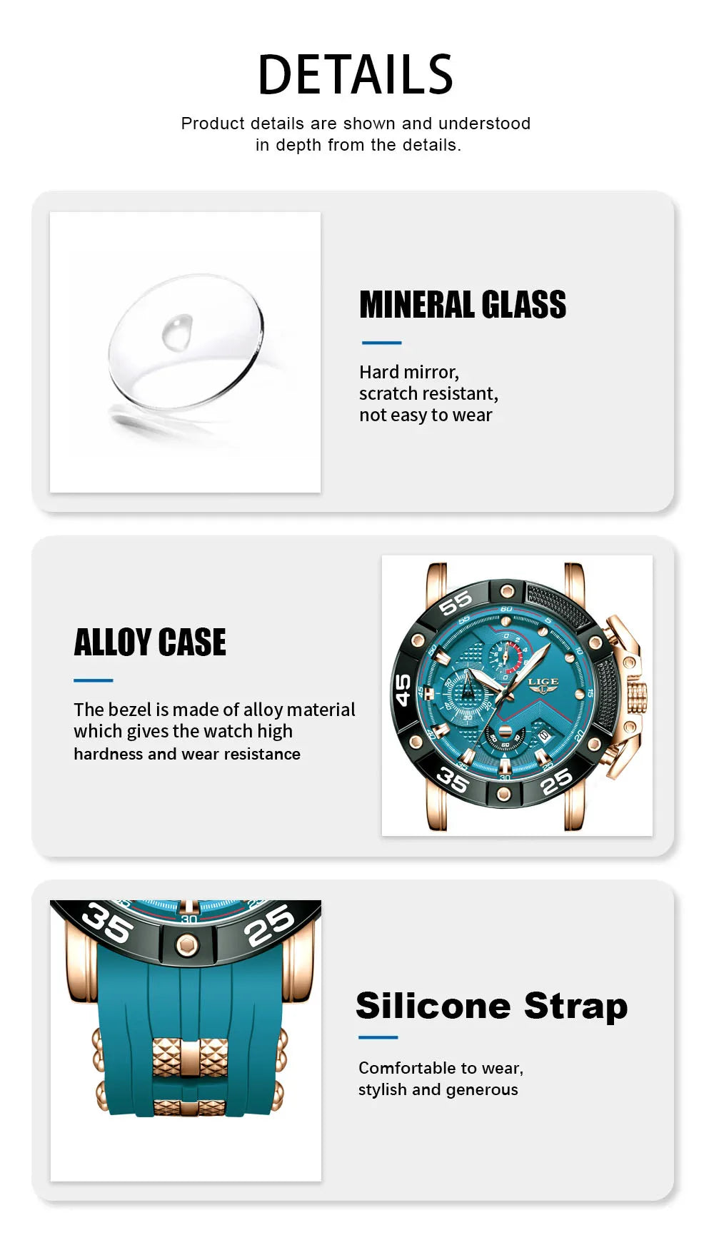 Relojes LIGE para hombre, marca superior, lujo, esfera grande, silicona, militar, deportivo, impermeable, cuarzo, para hombre, Relogio Masculino.