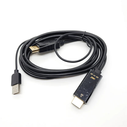 Cable HDMI a DP de 1,8 m (4K, 60 Hz), adaptador convertidor HDMI 2.0 a DisplayPort de 1,8 m (6 pies) con cable de alimentación USB para PS5, PS4 Pro, PC y portátil.