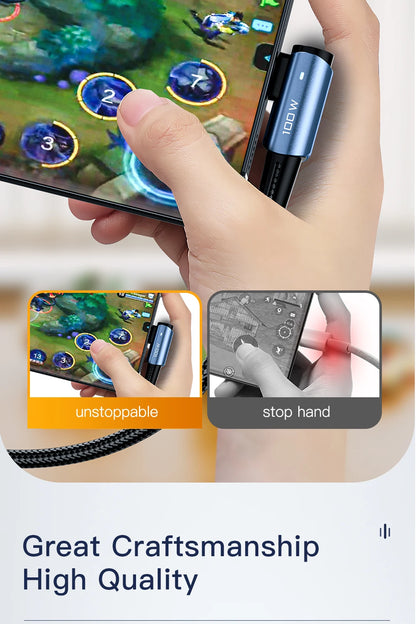 Cable USB tipo C a USB tipo C Essager de 100 W con ángulo de 90 grados para iPad, MacBook Pro, Xiaomi, Samsung y Huawei, carga rápida tipo C.