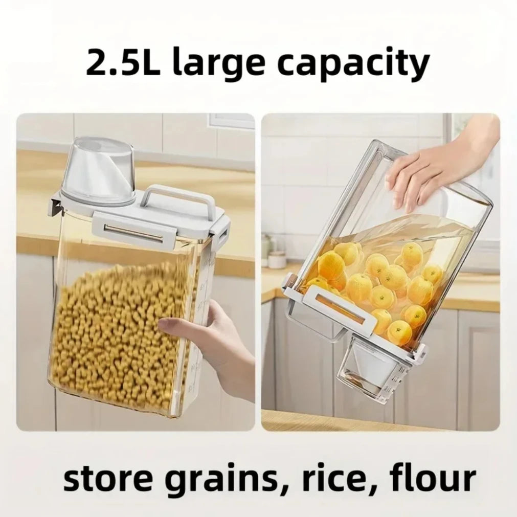 1 contenedor de almacenamiento de granos y otros granos de grado alimenticio de 2,5 L, tanque de almacenamiento de arroz, tanque de sellado, utensilios de cocina 2025new