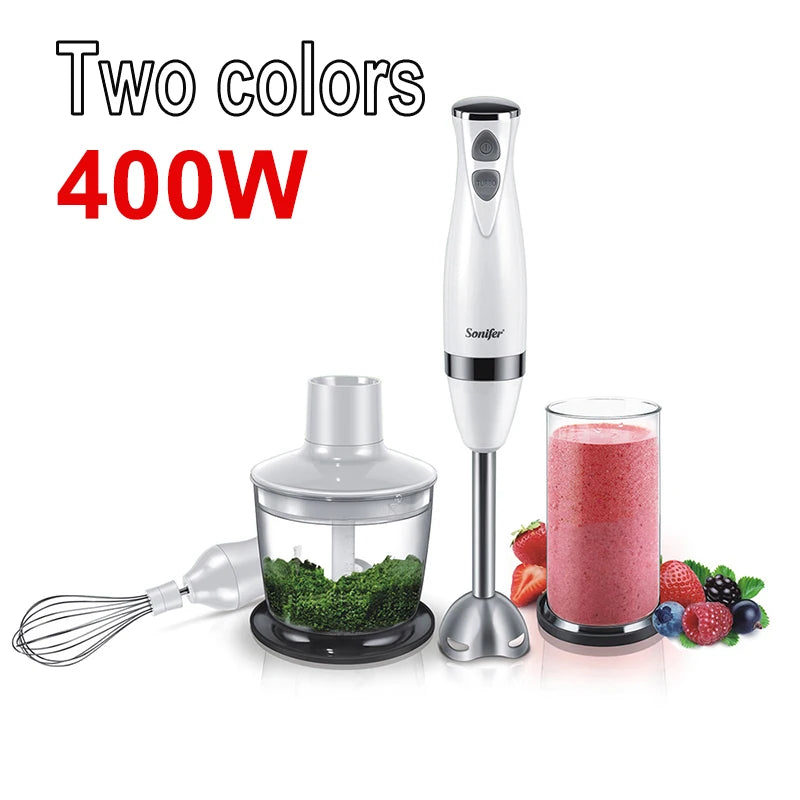 Batidora de mano de acero inoxidable 3 en 1, batidora eléctrica de inmersión con bol, picadora de carne y verduras, batidora Sonifer