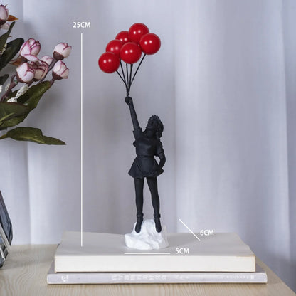 Decoración del hogar, decoración de la habitación, escultura creativa de globo de amor para niña, adornos abstractos modernos para el hogar, escritorio, estudio, oficina.