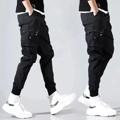 Pantalones de trabajo para hombre, de primavera y verano, informales, versátiles, largos, holgados, cómodos, estilo coreano, estilo funcional.
