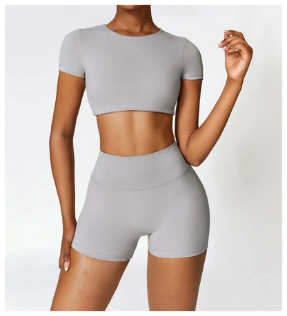 2PCS Seamless Yoga Set Women Workout Set Sportswear Gym Clothing Fitness Long Sleeve Crop Top High Waist Leggings Sports Suits
