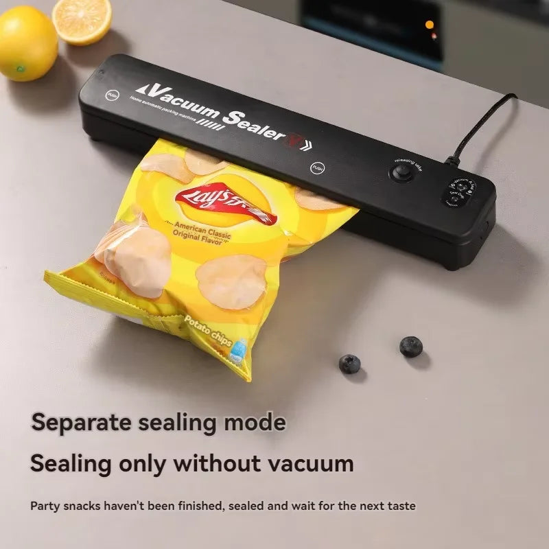 NUEVA máquina envasadora al vacío eléctrica de 220 V/110 V, con conexión para bolsa de vacío, máquina selladora al vacío para alimentos frescos de uso doméstico, color negro