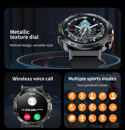 Nuevo reloj inteligente militar para hombre, pantalla AMOLED HD de 360*360, resistente al agua, con linterna LED, deportivo, para Android e iOS.