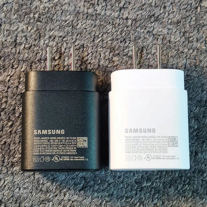 Cargador de 25 W con enchufe estadounidense para Samsung, adaptador de carga súper rápida para Galaxy S24, S23, S22, S21, S20 Ultra, Z Flip Fold, 6, 5, 4, 3, 2, A55, A35 y A25.