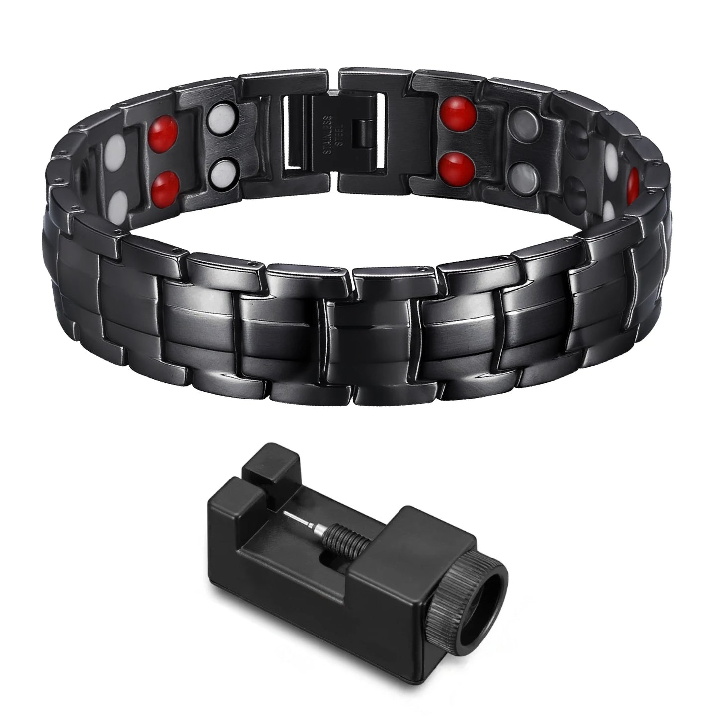 Pulseras magnéticas de cobre de alta resistencia para hombre con imanes de neodimio de doble fila, tamaño ajustable, ideal como regalo para parejas.