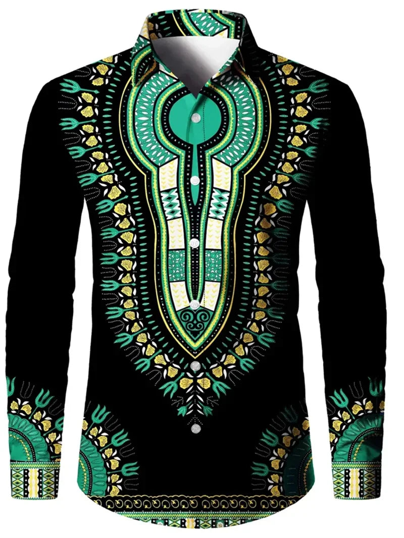 2025 men's long sleeved shirt printed shirt fashionable new style casual high-quality elegant men's top clothing