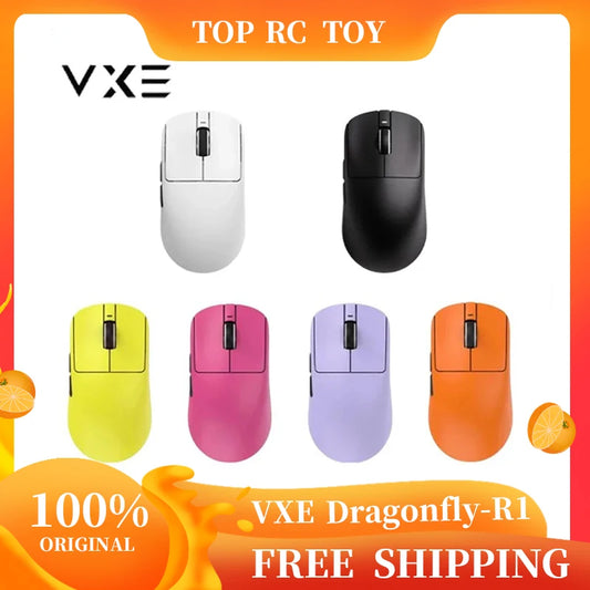 Mouse inalámbrico para juegos VGN VXE Dragonfly R1 con sensor PAW3395, 52840 FPS, 2 kHz, baja latencia, velocidad inteligente para oficina y juegos.