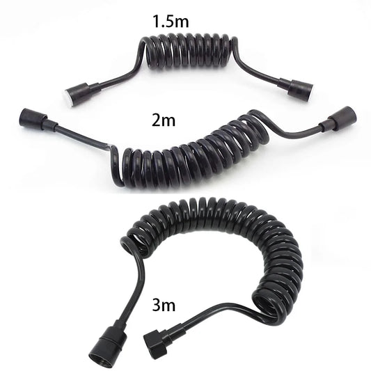 Accesorios de plomería negros de 1,5 m, 2 m y 3 m, manguera flexible de resorte para agua, manguera retráctil para línea telefónica, cabezal de ducha, para inodoro y bidé.