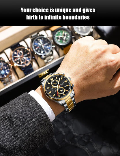 Reloj deportivo CURREN de cuarzo con cronógrafo para hombre - Pulsera de acero inoxidable y esfera multifuncional