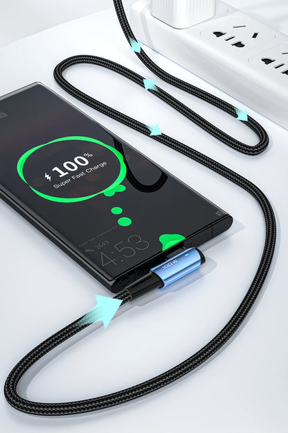 Cable USB tipo C a USB tipo C Essager de 100 W con ángulo de 90 grados para iPad, MacBook Pro, Xiaomi, Samsung y Huawei, carga rápida tipo C.