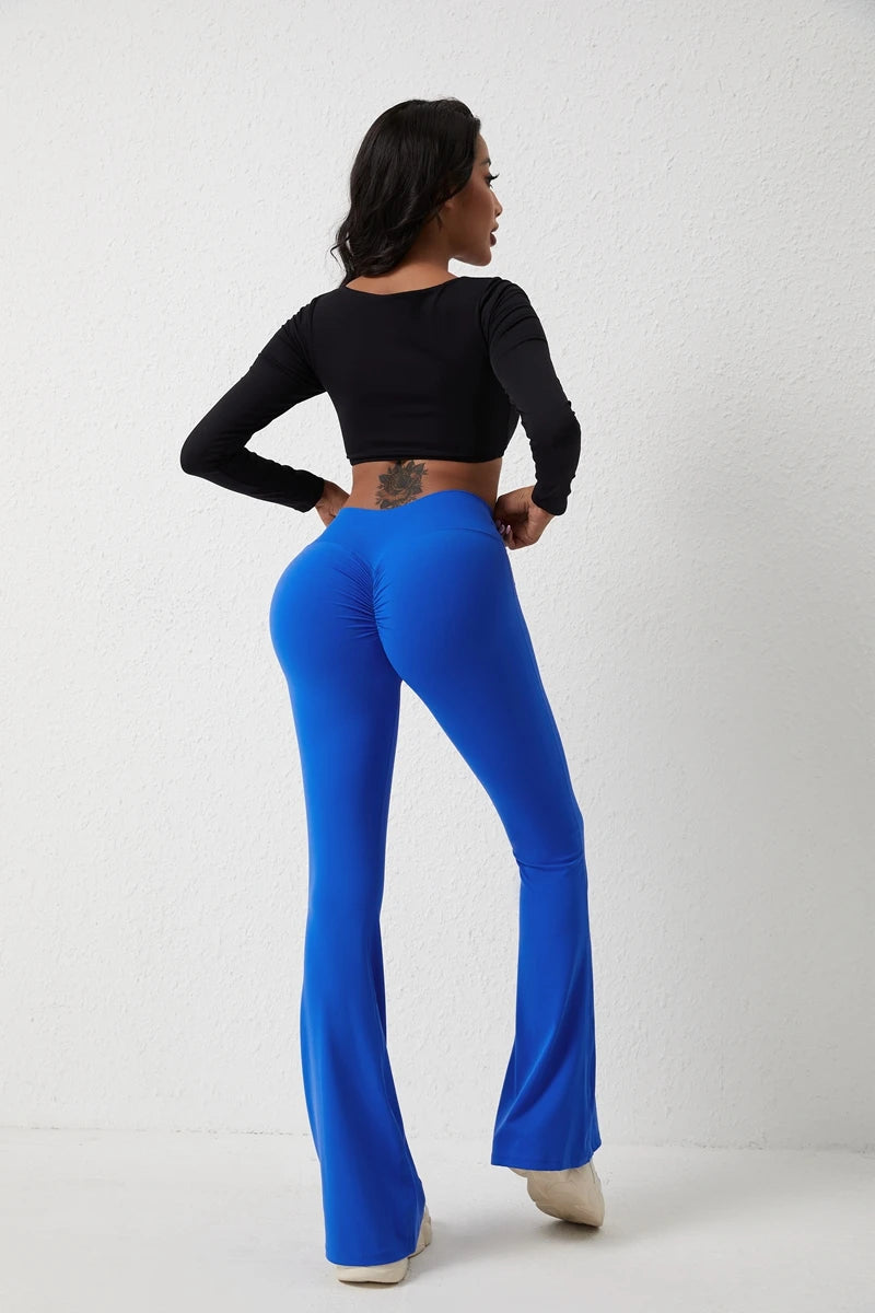 Pantalones de yoga QINACTIV para mujer, tipo flare, acampanados, de cintura alta, para fitness, gimnasio, deportes casuales y elásticos.