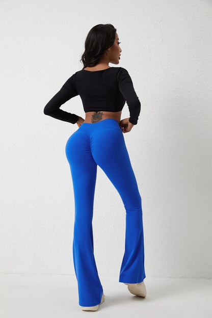 Pantalones de yoga QINACTIV para mujer, tipo flare, acampanados, de cintura alta, para fitness, gimnasio, deportes casuales y elásticos.