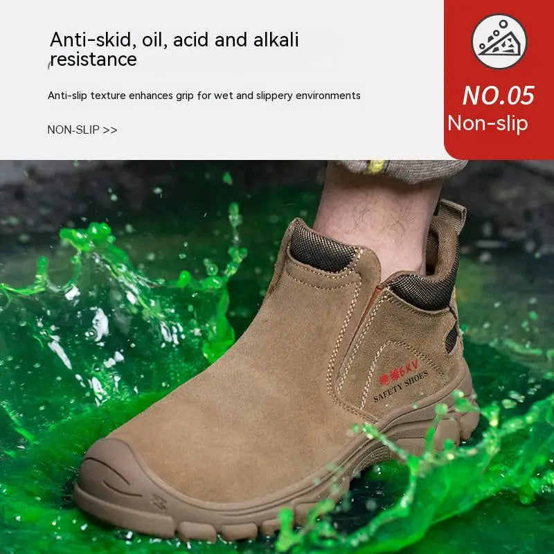 Zapatos de seguridad para hombre con puntera de acero, transpirables, suaves, antideslizantes, botas de trabajo protectoras, calzado cómodo para hombre, aislamiento 6KV.