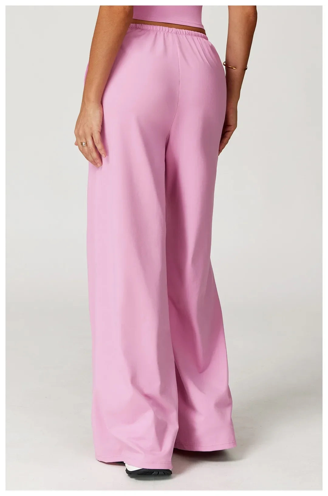 Pantalones de yoga deportivos para mujer, holgados, de pierna ancha, finos, transpirables, con cordón elástico y diseño caído.