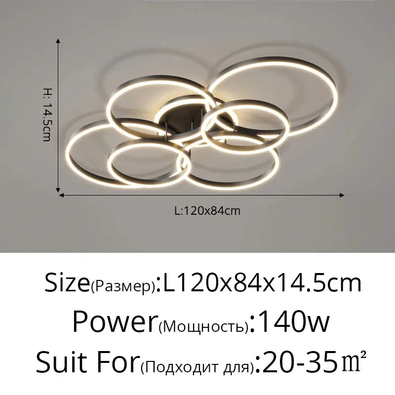 Lámparas de araña LED modernas, iluminación interior para sala de estar, estudio, dormitorio, lámparas de anillos redondos, lámparas de araña con lustre para vestíbulo, luminarias