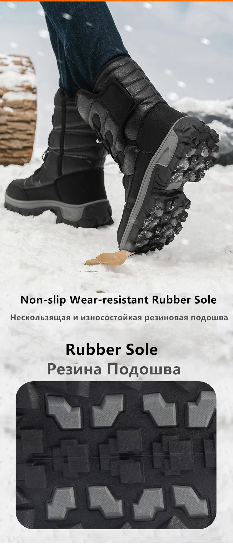 Nuevas botas de nieve cálidas de felpa para hombre, botas altas de invierno para hombre, botas de moto impermeables de invierno, botas de senderismo antideslizantes para exteriores para hombre.