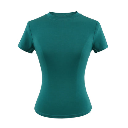 Camiseta informal de alta calidad para mujer, blusa sexy ajustada de manga corta, tendencia de moda, ropa lisa, tops Y2K, 2024