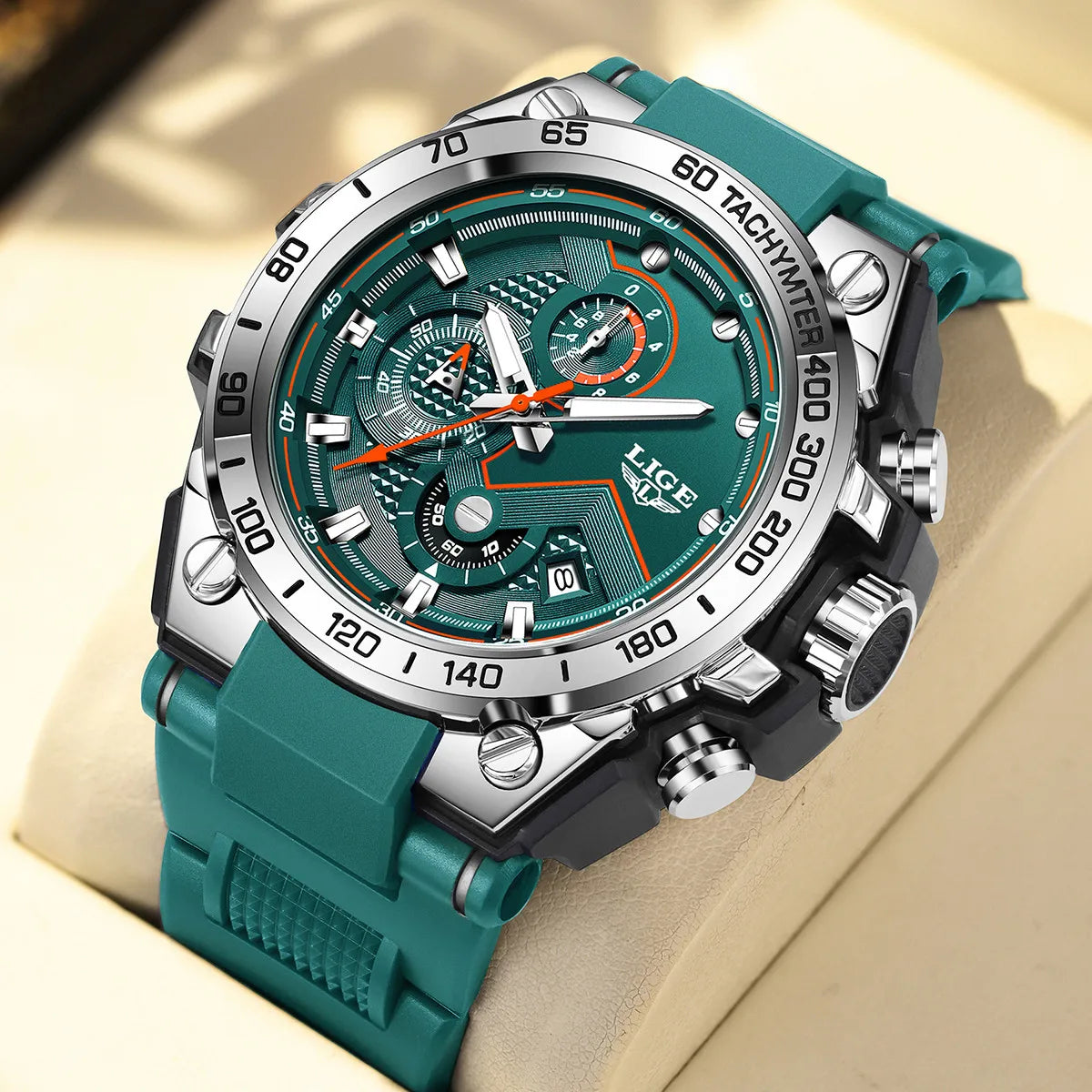 Reloj LIGE para hombre, multifunción, correa de silicona, resistente al agua, luminoso, calendario, moda, deportivo, cuarzo.