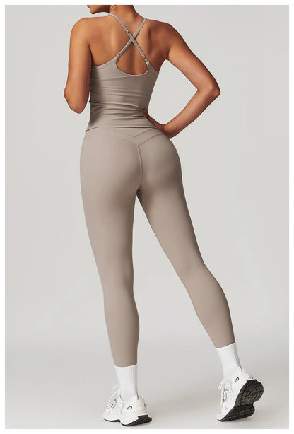 SWELTERING Conjunto de 2 piezas de ropa deportiva para mujer, conjunto de yoga, ropa deportiva para gimnasio, trajes de yoga, conjunto de fitness, chándales, sujetador deportivo, leggings para gimnasio
