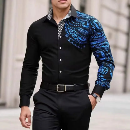Camisa de manga larga de negocios para hombre, de alta calidad, cómoda, con botones, estilo elegante y a rayas.