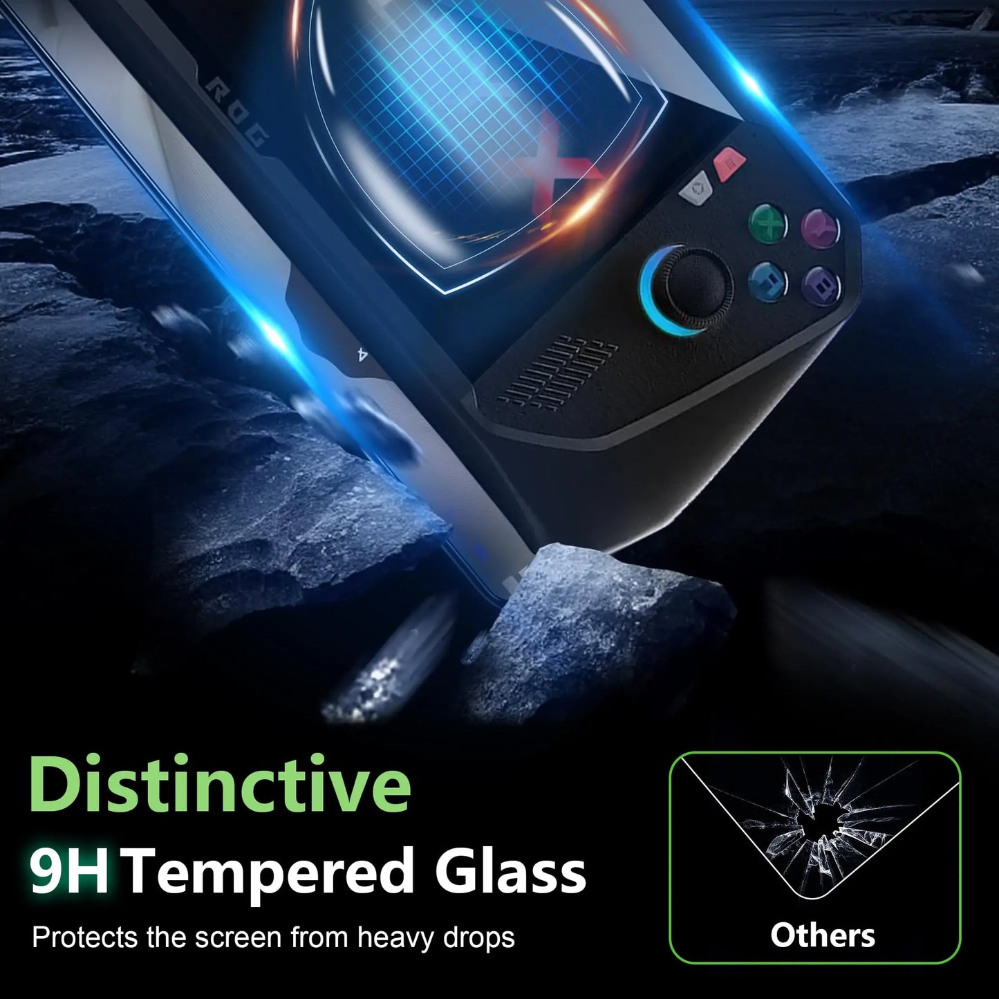 Cristal + Estuche de transporte para consola Rog Ally X Accesorios para Asus Rog Ally X Protector de pantalla + Bolsa de almacenamiento protectora portátil