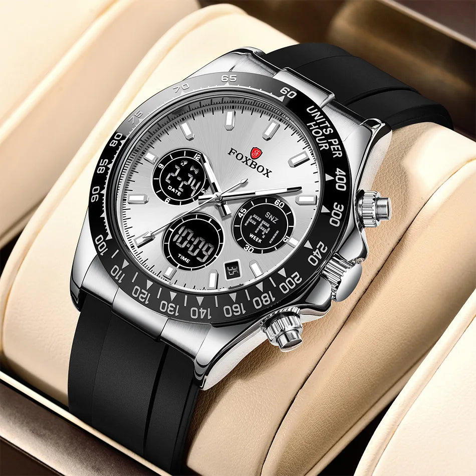 LIGE Reloj de moda para hombre, deportivo militar, con doble pantalla, calendario, relojes de cuarzo, LED luminosos, resistente al agua, cronógrafo, relojes para hombre