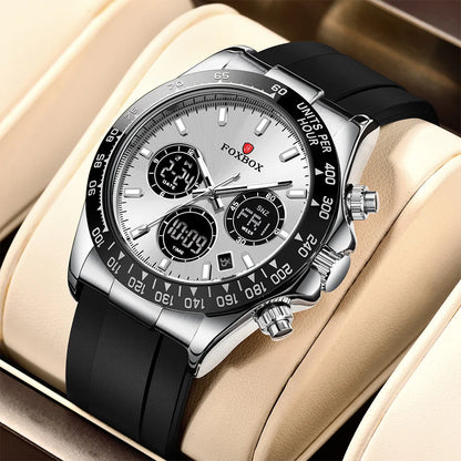 LIGE Reloj de moda para hombre, deportivo militar, con doble pantalla, calendario, relojes de cuarzo, LED luminosos, resistente al agua, cronógrafo, relojes para hombre