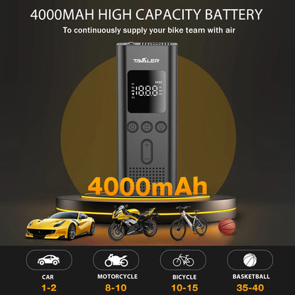 Bomba de aire inalámbrica de 150 psi, inflador de neumáticos eléctrico portátil para coche, bicicleta, motocicleta, compresor de aire, inyector, accesorios para bicicleta.