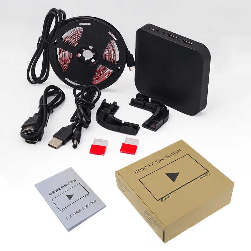 Kit de retroiluminación LED para televisor inteligente 4K 1.4/2.0 con HDMI, sincronización de dispositivos y tira de luces RGBIC WS2812B 5050 para PC, PS4 y Xbox de 24 a 65 pulgadas