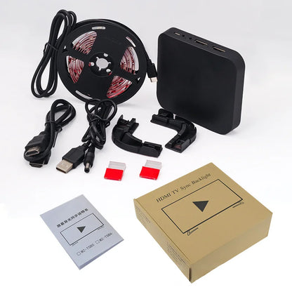 Kit de retroiluminación LED para televisor inteligente 4K 1.4/2.0 con HDMI, sincronización de dispositivos y tira de luces RGBIC WS2812B 5050 para PC, PS4 y Xbox de 24 a 65 pulgadas